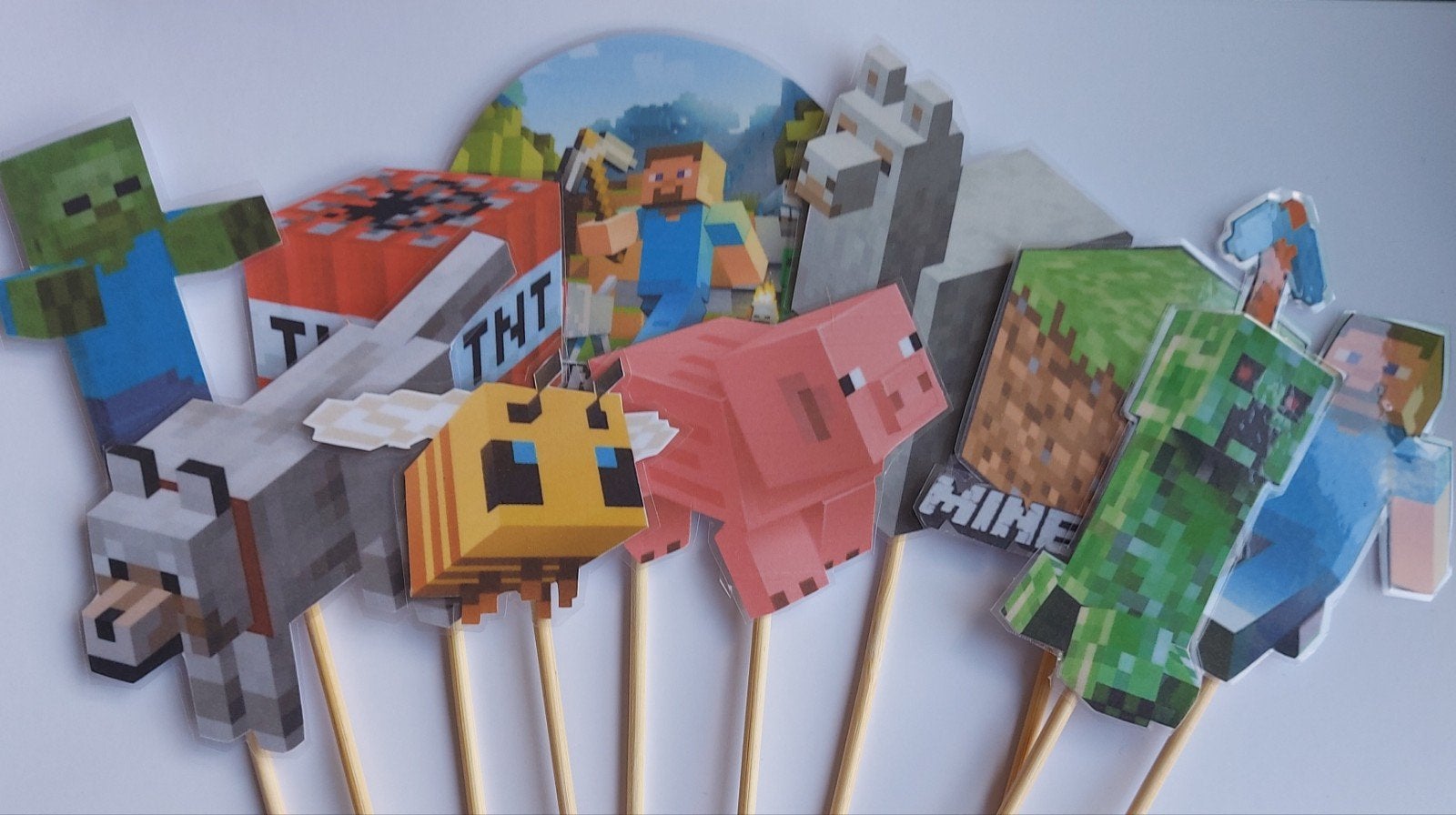 Minecraft traktatie prikket, Ophalen of Verzenden, Nieuw, Versiering, Verjaardag