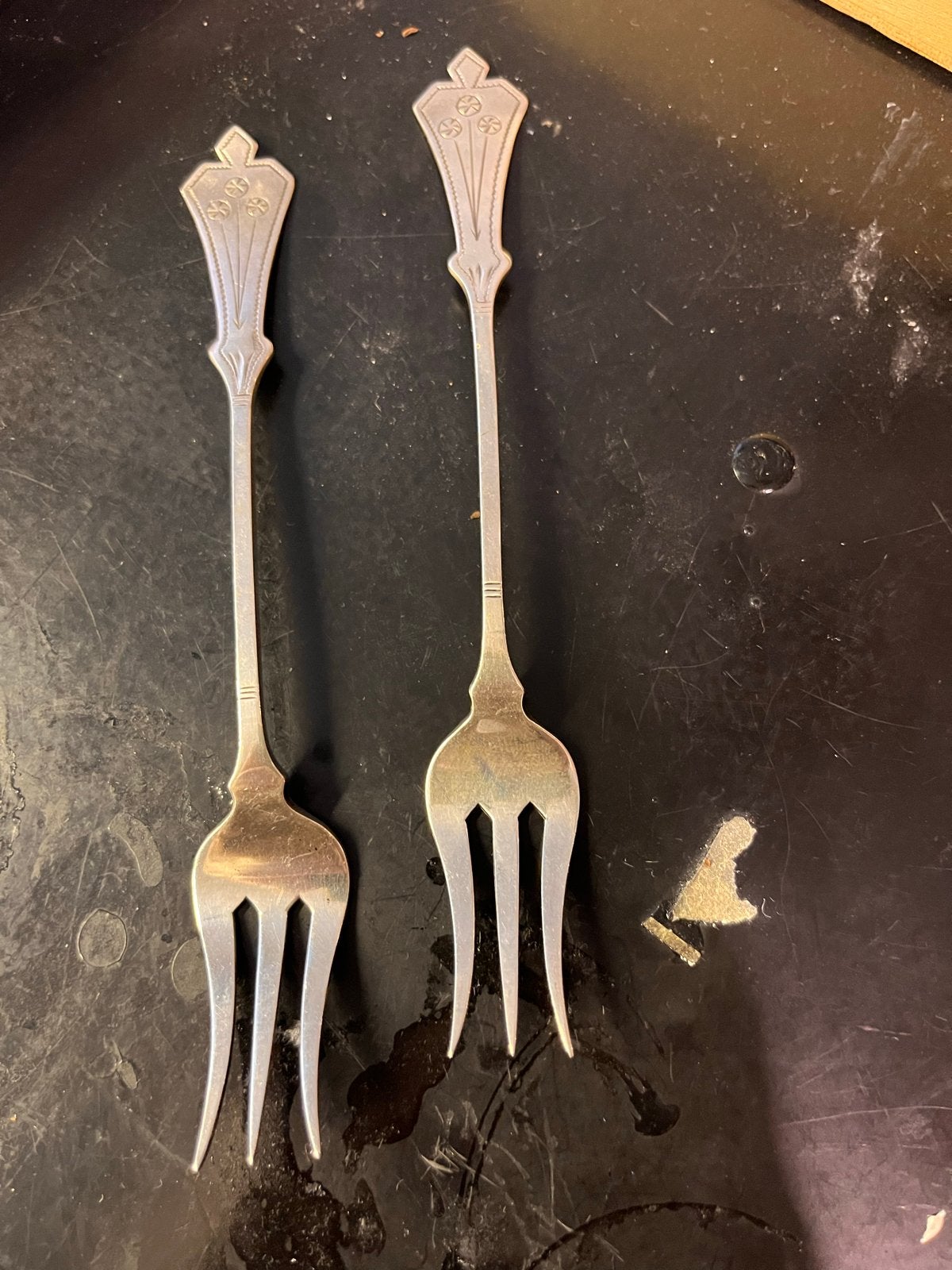Art Nouveau zilveren vorkjes, tweede gehalte zilver, Antiek en Kunst, Ophalen of Verzenden