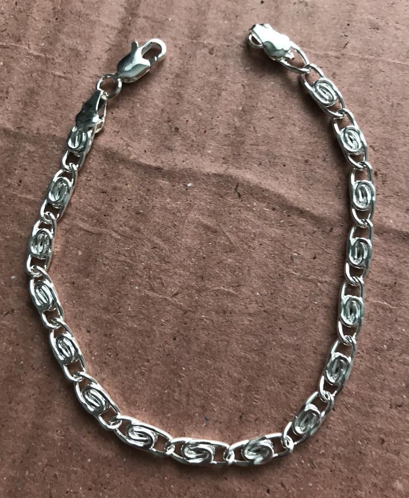 Armband Platte Koningsschakel Tibet zilver glans 20 CM NIEUW, Ophalen of Verzenden, Nieuw, Zilver, Overige materialen