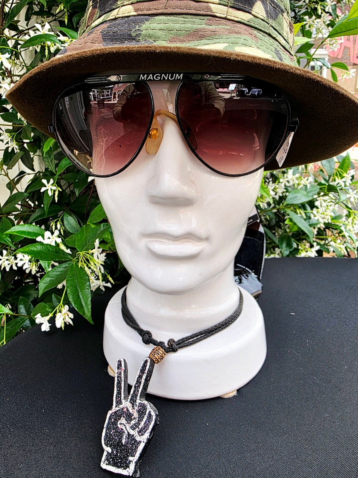 7809 . Vintage 80s Magnum Aviator Sunglasses, Overige merken, Gebruikt, Zonnebril, Zwart