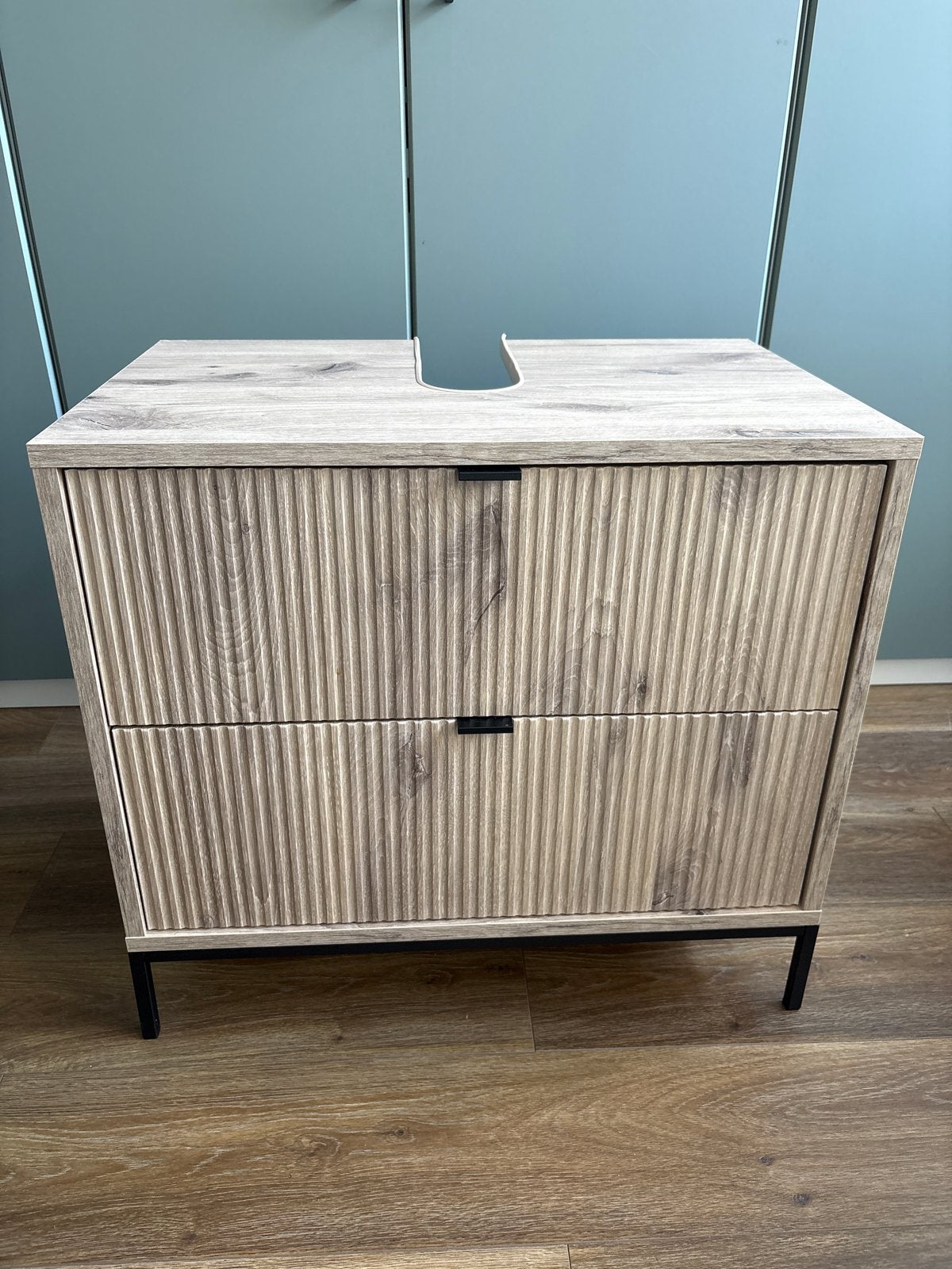 Wastafelkast met 2 Lades - Houtlook - Eliza Viking Eik, Huis en Inrichting, Ophalen, 50 tot 100 cm, Zo goed als nieuw, Minder dan 100 cm