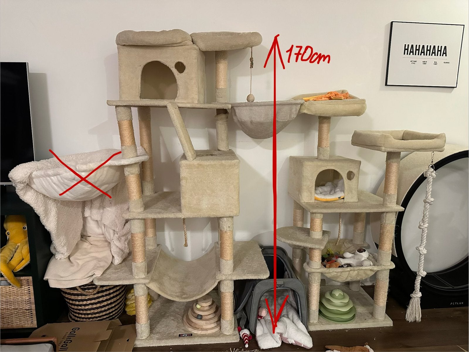 Set van 2 katten krabpaalen 170cm beige, Ophalen, Zo goed als nieuw, Krabpaal