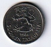 1  markka  1984  N  Finland. km. 49 a  ( 0,50 euro ), Ophalen of Verzenden, Overige landen, Losse munt