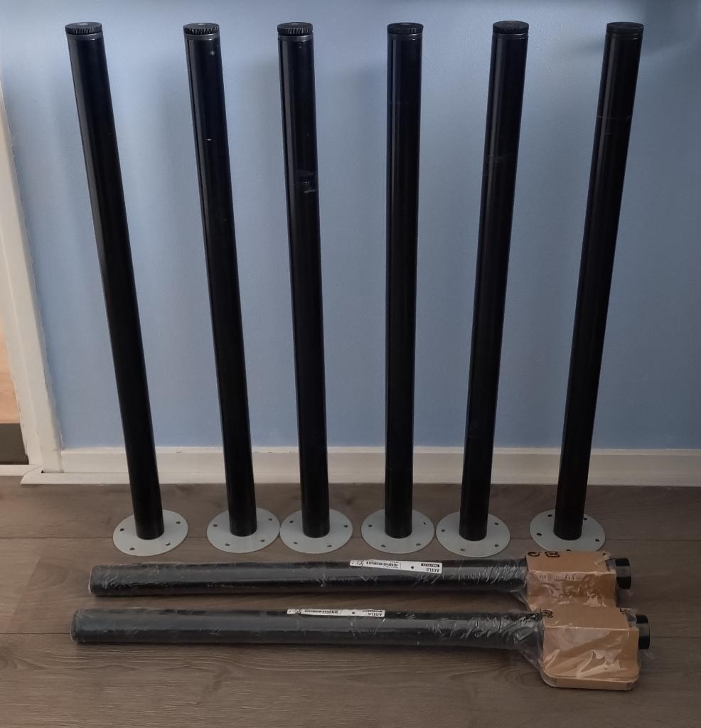 IKEA Adils bureau/tafelpoten zwart 8 stuks, Huis en Inrichting, Tafelonderdelen, Ophalen, Tafelpoot, Minder dan 50 cm, Gebruikt