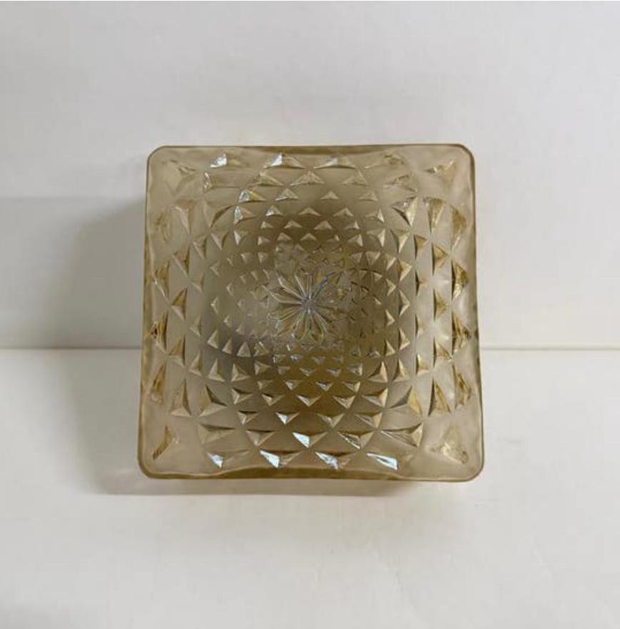 Vierkante goud glanzende vintage mid century plafonnière, Huis en Inrichting, Lampen | Plafondlampen, Ophalen of Verzenden, Gebruikt