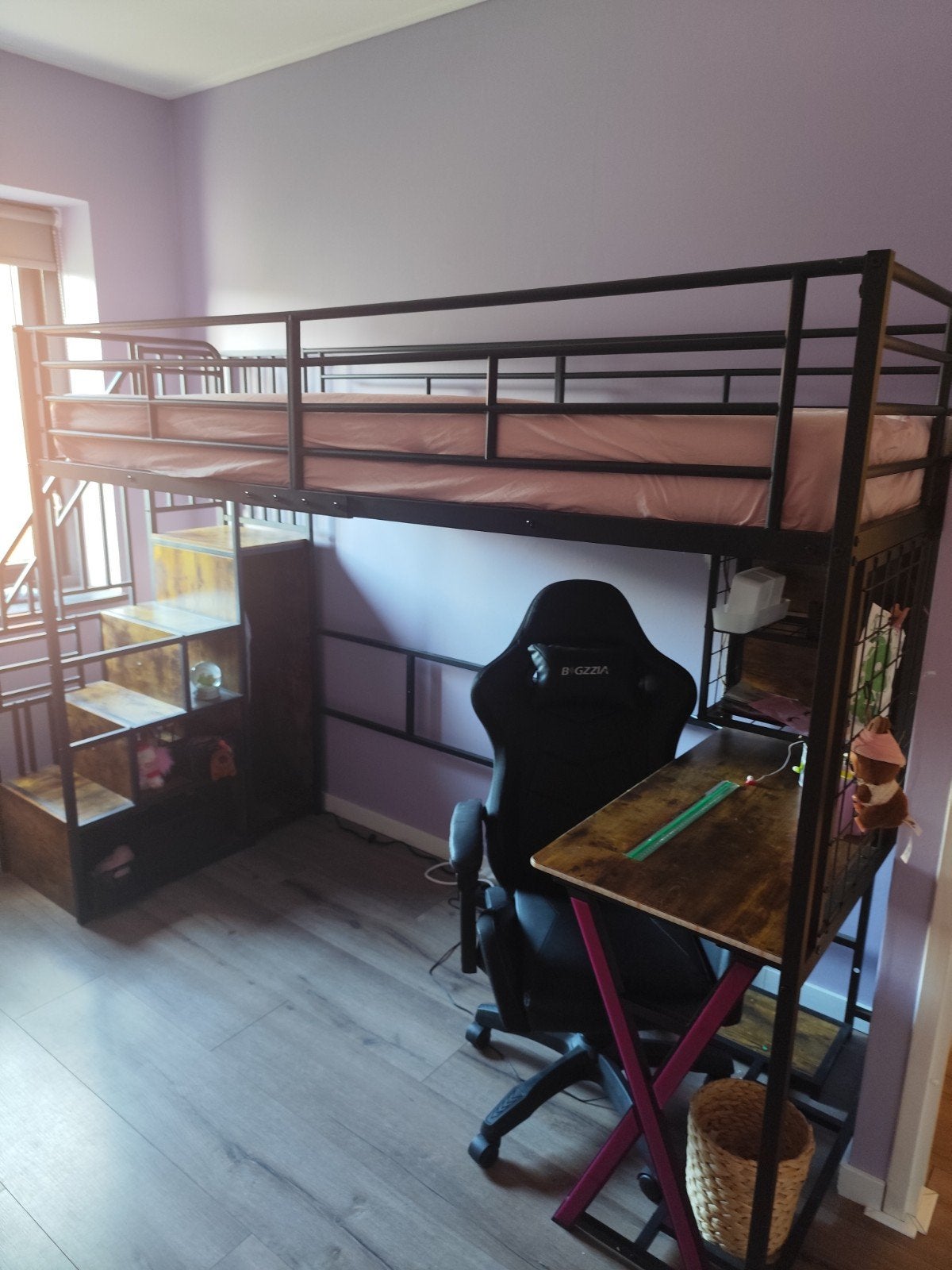 hoogslaper en bureaustoel inc matras, Ophalen, Eenpersoons, Zo goed als nieuw, 90 cm