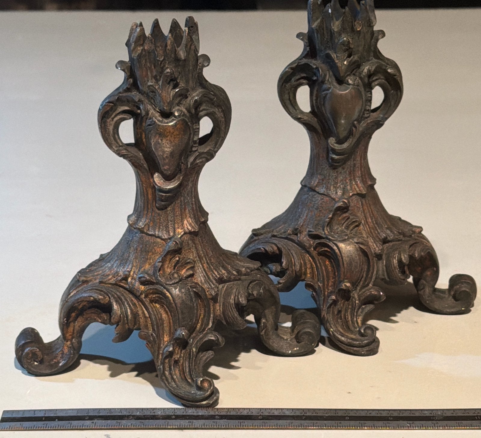 verzilverde bronzen stompenkandelaars Lodewijk XV 19e eeuw, Antiek en Kunst, Ophalen of Verzenden, Koper of Brons