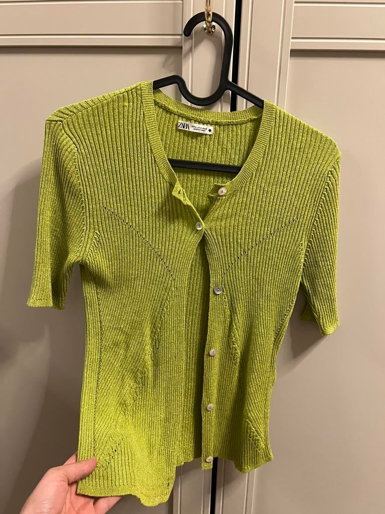Zara geribd vestje vest top tops nieuw knoopsluiting S, Nieuw, Ophalen of Verzenden, Korte mouw, Maat 36 (S)