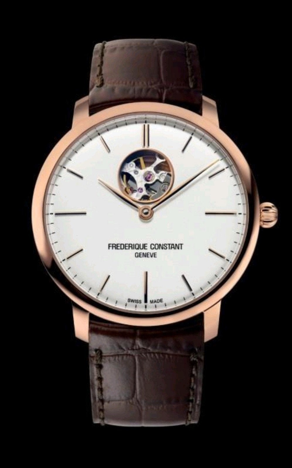 Frederique Constant Slimline Heart Beat Automatic compleet, Overige merken, Leer, Staal, Ophalen of Verzenden