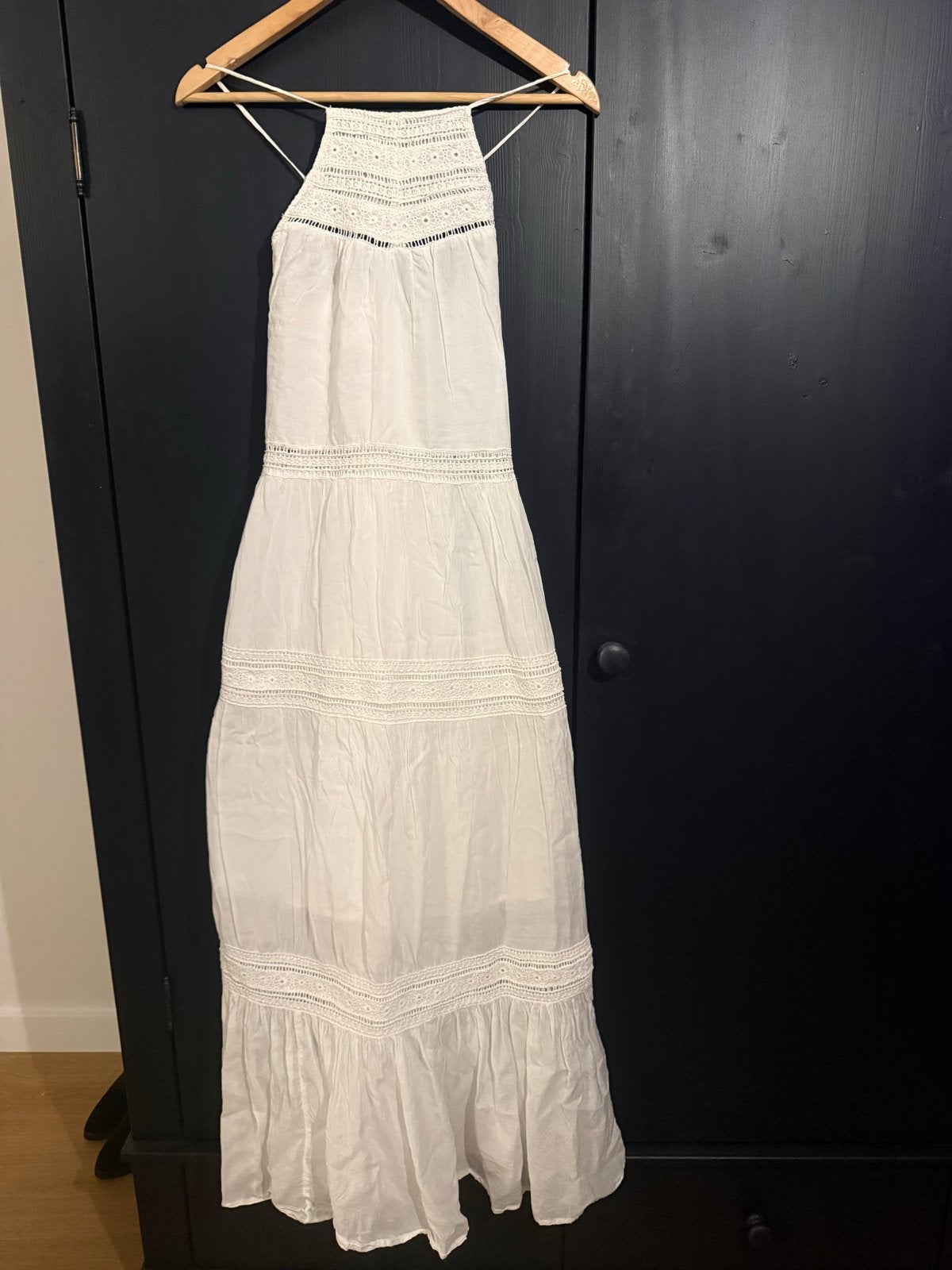 Pepe Jeans Witte Maxi Jurk met Kant - Maat S, Wit, Ophalen of Verzenden, Zo goed als nieuw, Maat 36 (S)