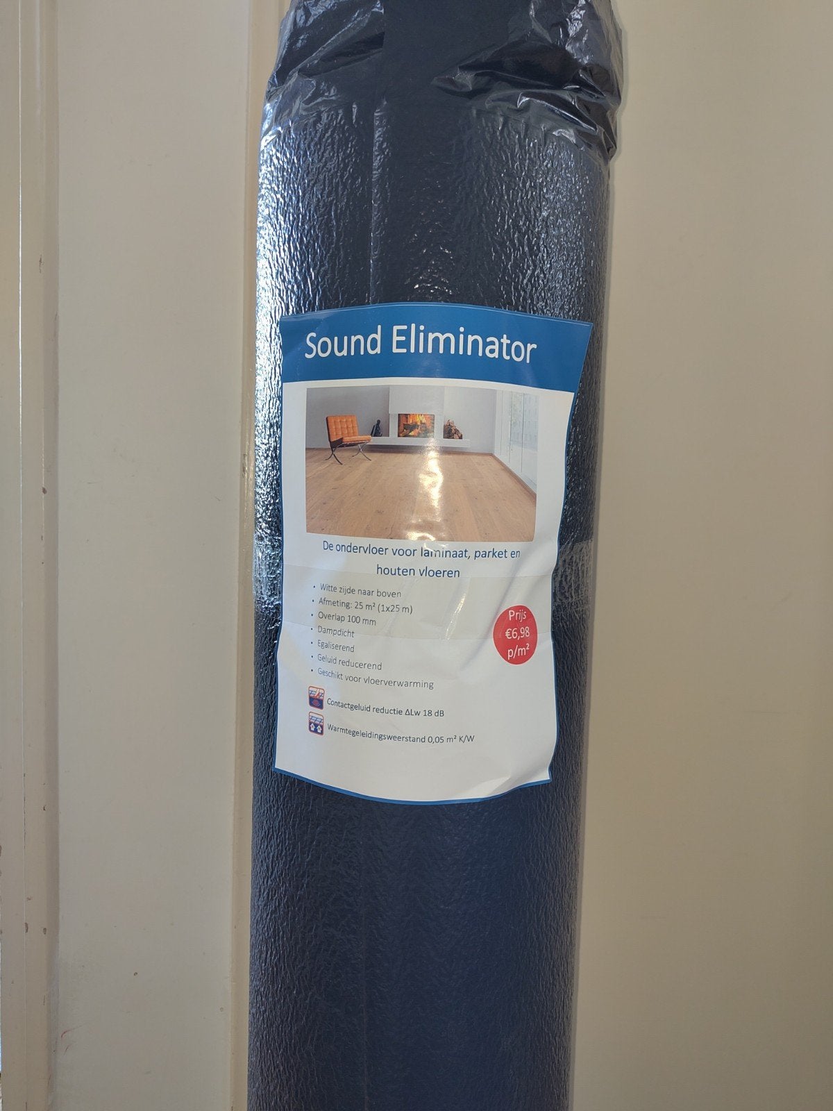 2 rollen 25m2 p.s. Sound Eliminator ondervloer, ongebruikt, Ophalen, Zwart, 50 tot 100 cm, Nieuw