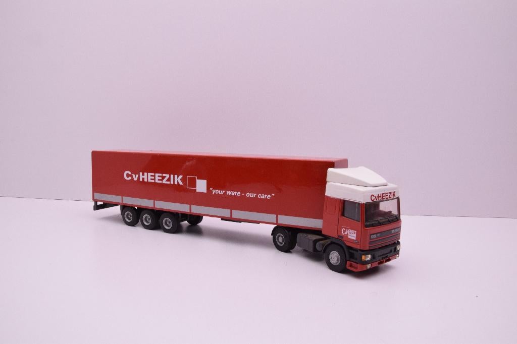 DAF 95 |SC  '' vd Heezik transport ''  Lion Car, Hobby en Vrije tijd, Modelauto's | 1:50, Zo goed als nieuw, Bus of Vrachtwagen