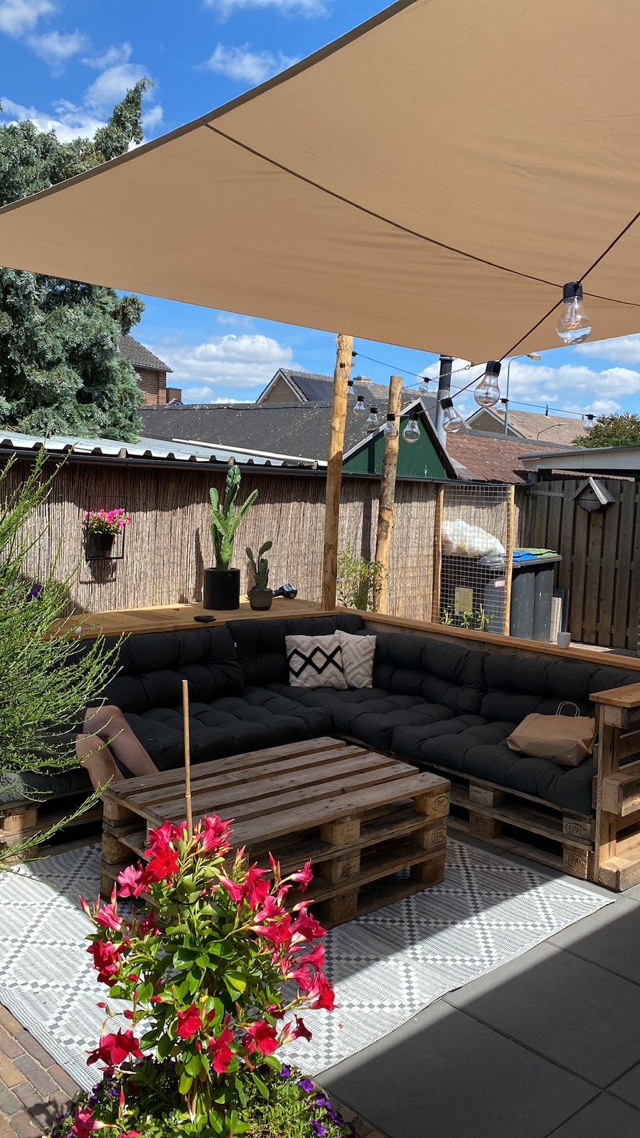 Kussens palletbank (antraciet), Tuin en Terras, Ophalen, Gebruikt