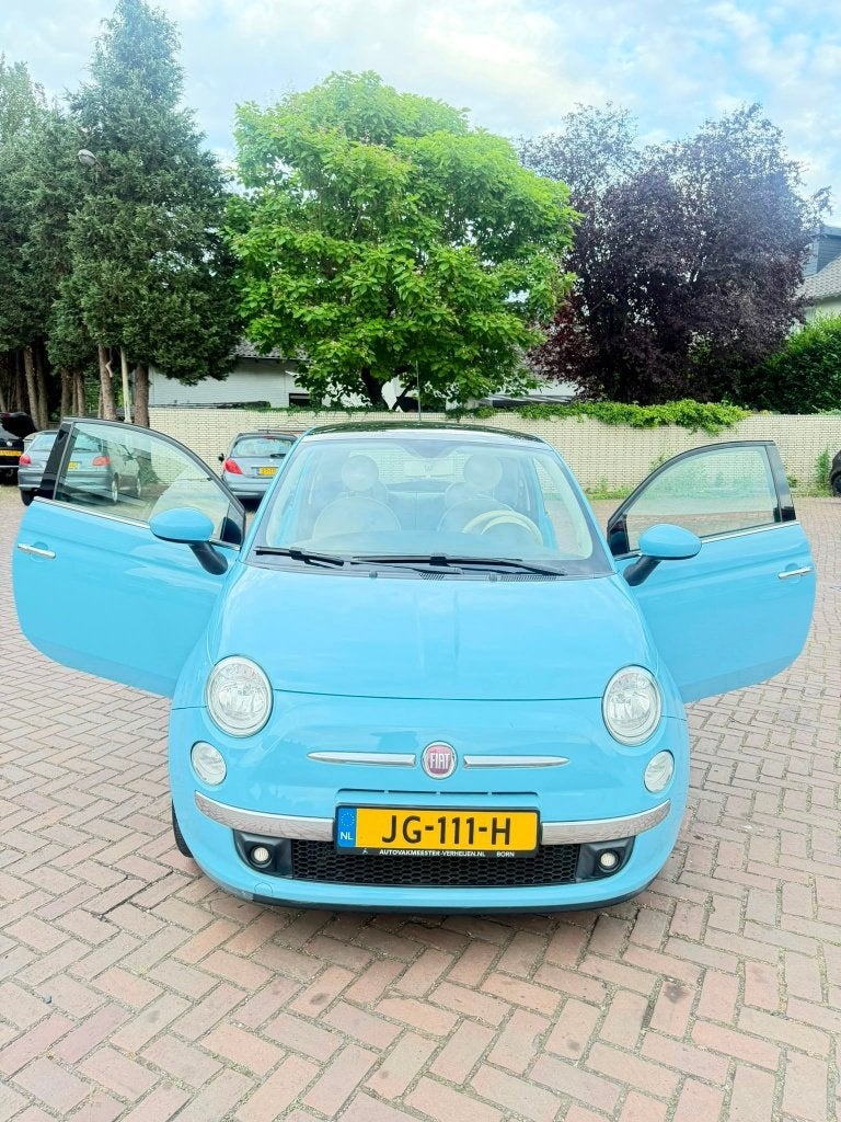Fiat 500 0.9 Twinair 2011 Blauw AIRCO+APK, Auto's, Voorwielaandrijving, Euro 5, Metallic lak, Leder en Stof