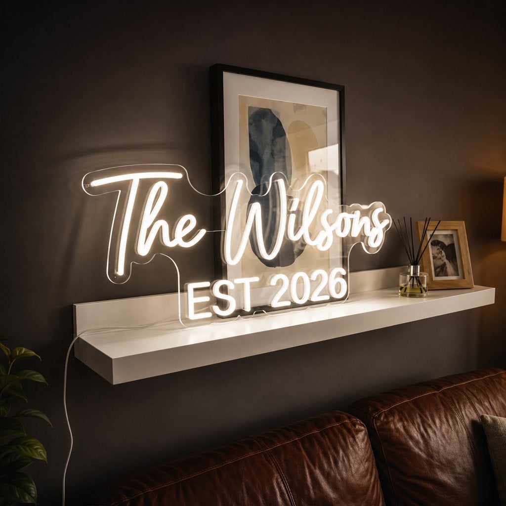 Custom Family Name Neon Sign – Volledig Gepersonaliseerd, Verzenden, Nieuw, Lichtbak of (neon) lamp