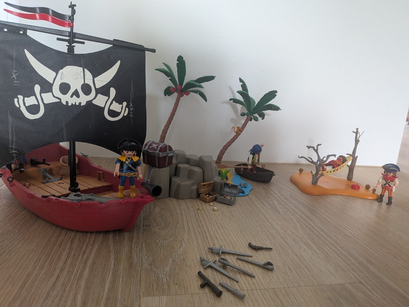 Playmobil Piratenschip met Schateiland en Figuren, Kinderen en Baby's, Speelgoed | Playmobil, Gebruikt, Complete set, Boot/Schip
