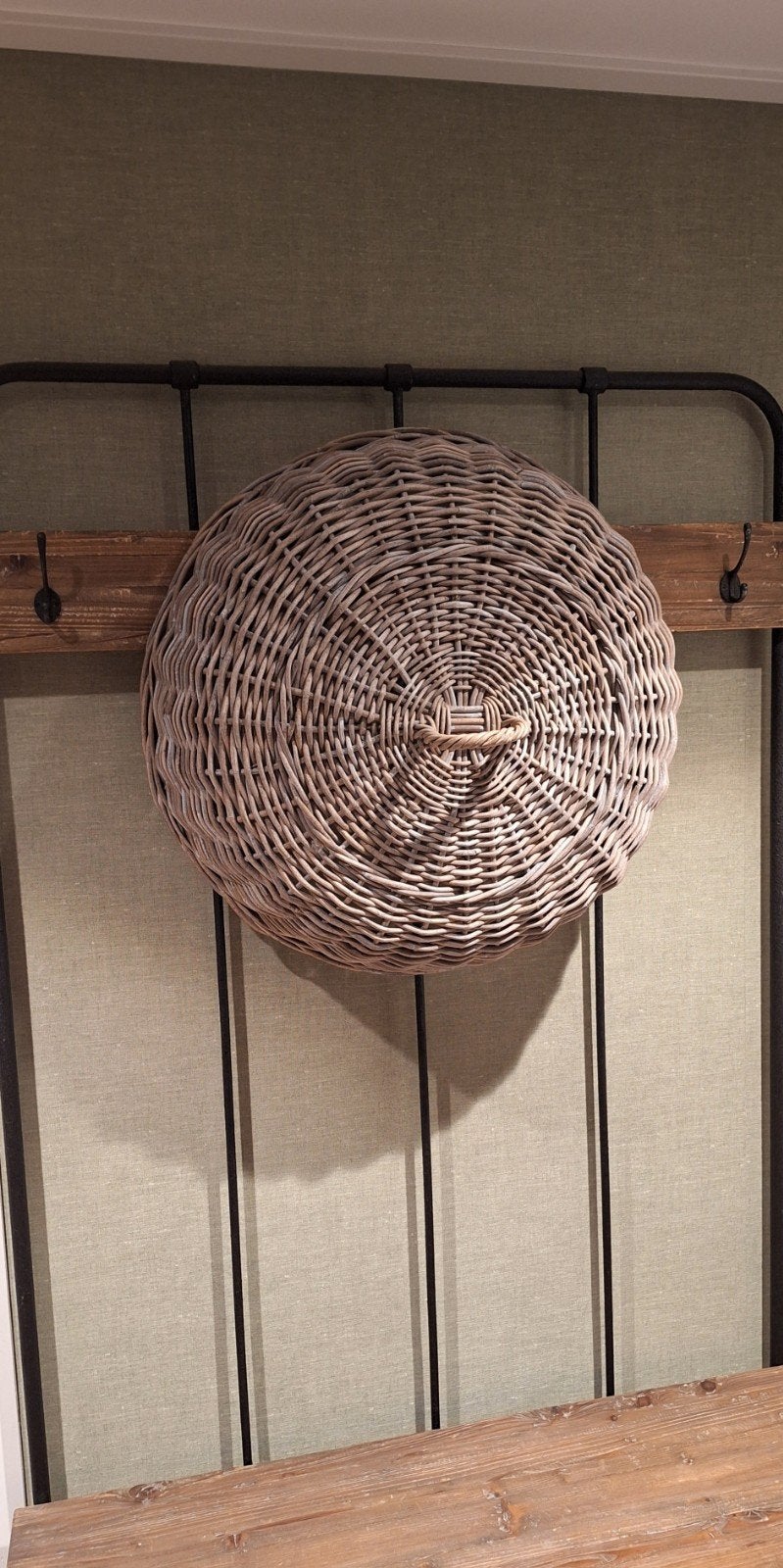 XXL Landelijke Rotan Vliegenkap/Voedselkap – Ø 69 cm, Ophalen, Beige, Natuurlijk materiaal, Landelijk