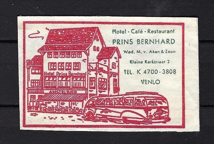 169 Venlo hotel cafe rest PRINS BERNHARD, Verzamelen, Ophalen of Verzenden, Nederland