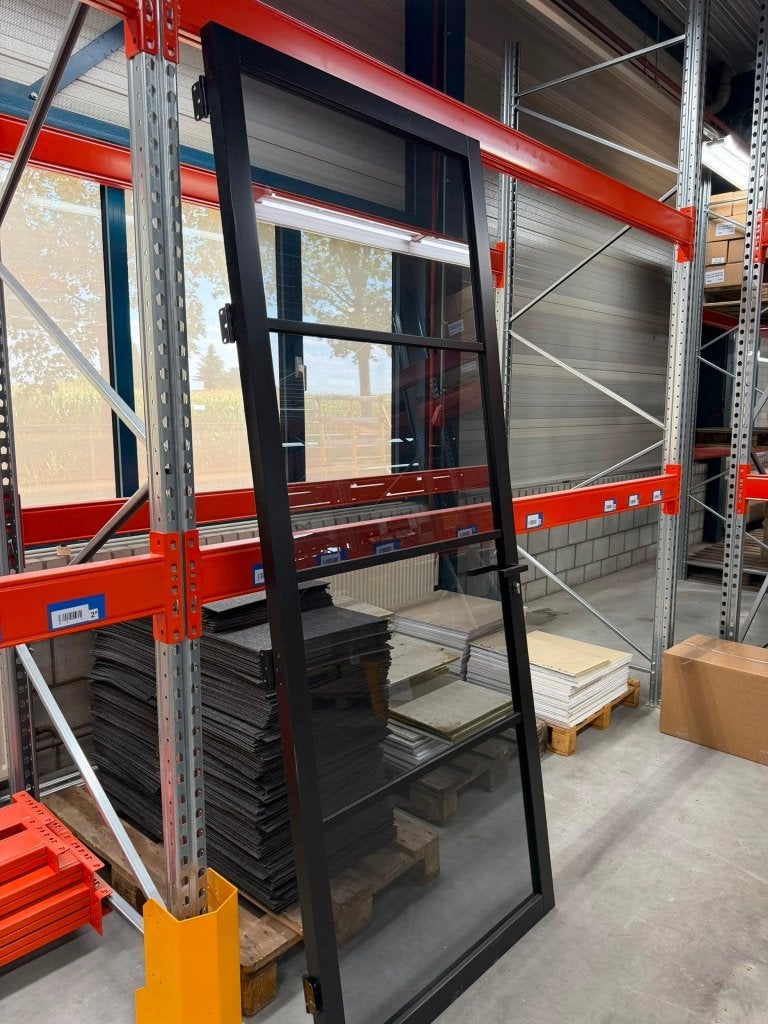 Steellook houten stompe binnen deur met getint glas, Ophalen, 80 tot 100 cm, 215 cm of meer, Binnendeur