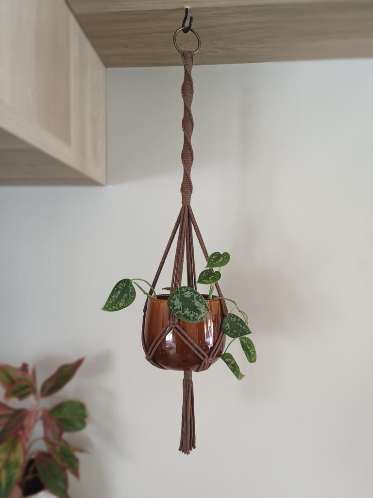 Macramé plantenhanger, Boho, Nieuw, Ophalen of Verzenden, Bruin