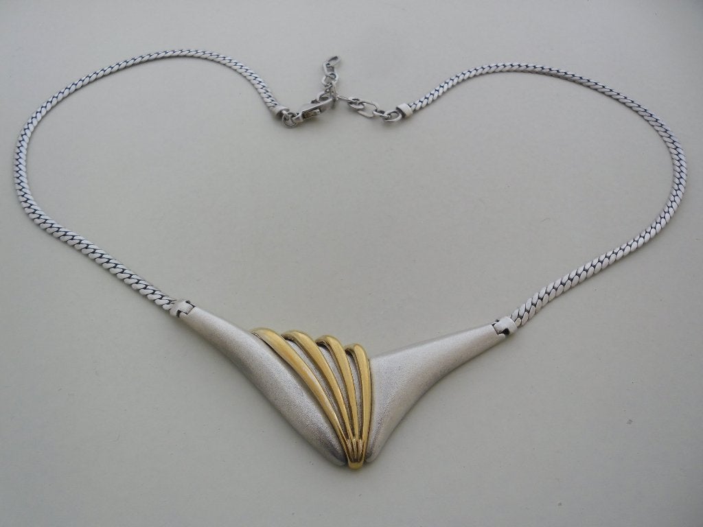 zilveren ketting met grote hanger met verguld deel [404], Verstelbaar, Verzenden, Zo goed als nieuw, Zilver
