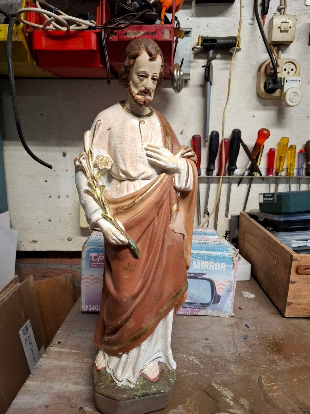 Beeld Heilige Jozef 44 cm - Lichte beschadigingen, Ophalen of Verzenden