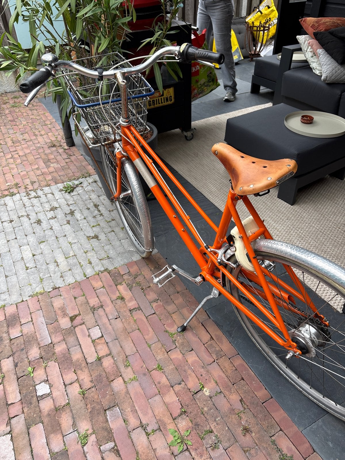 Creme stadsfiets met 7 versnellingen en mand, Velgrem, Versnellingen, Ophalen, Overige merken