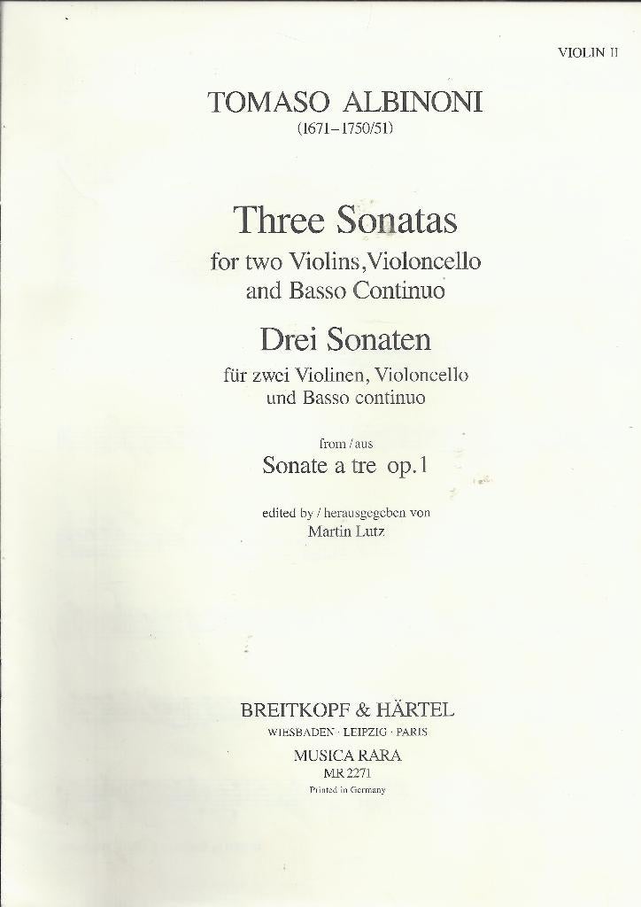 Bladmuziek three sonates violin ll, Ophalen of Verzenden, Gebruikt, Artiest of Componist, Klassiek