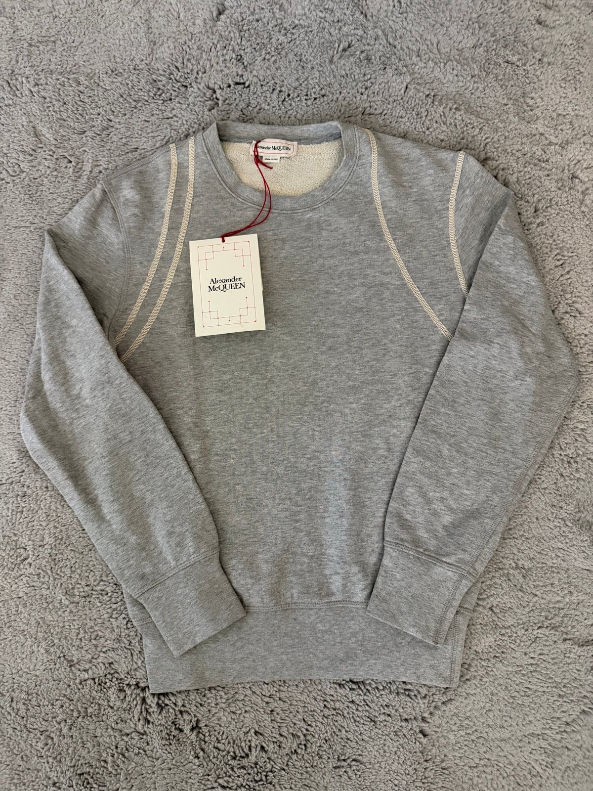 Alexander McQueen Grijze Crewneck Sweatshirt XXS NWT, Kleding | Dames, Ophalen of Verzenden, Nieuw, Maat 34 (XS) of kleiner, Grijs