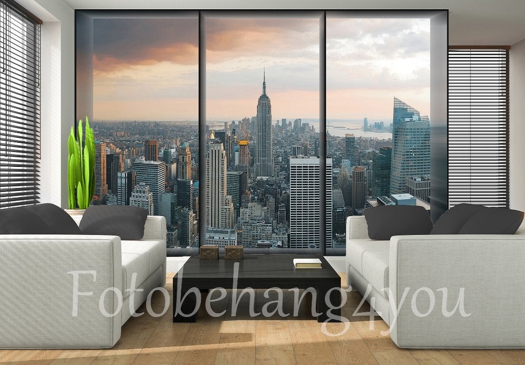 New York fotobehang Window View, Uitzicht op New York behang, Verzenden, Minder dan 10 m², New York behang, Amerika