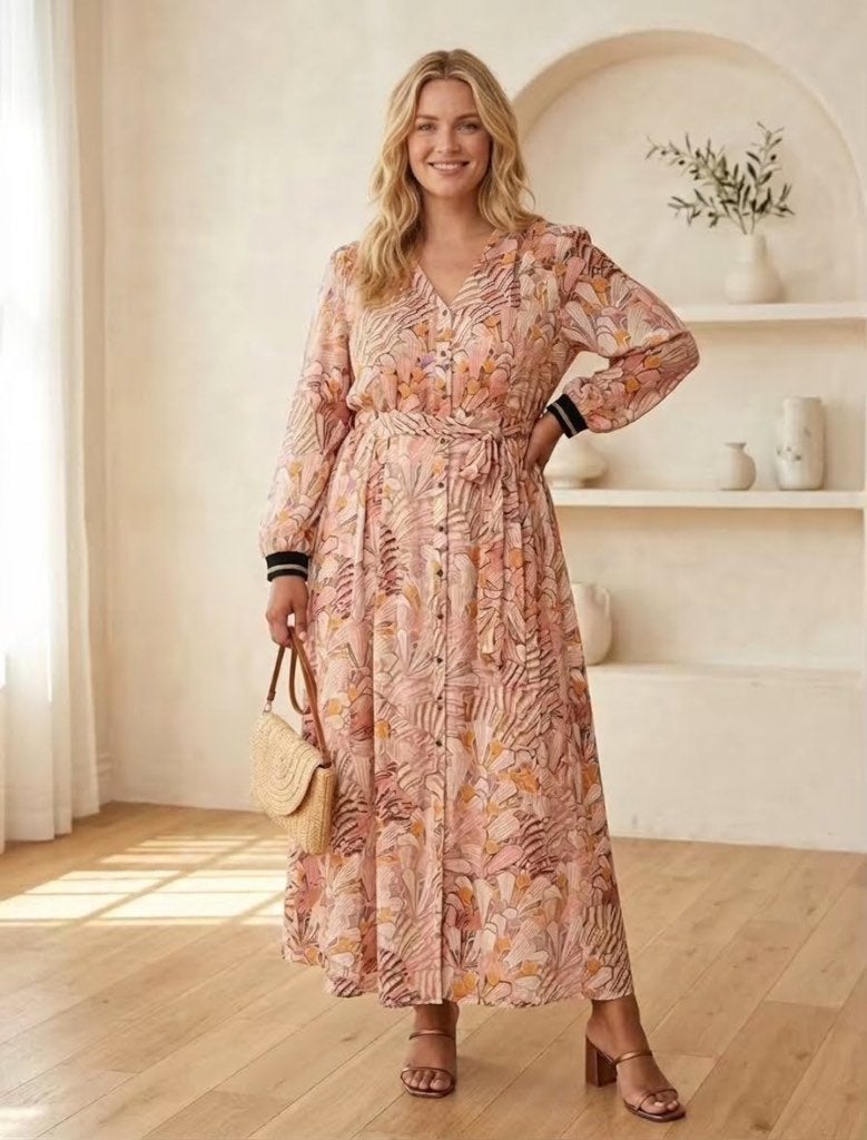 Tramontana maxi jurk Art Deco print geel - maat XXL / 44-46, Kleding | Dames, Meerkleurig, Tramontana, Maat 46/48 (XL) of groter