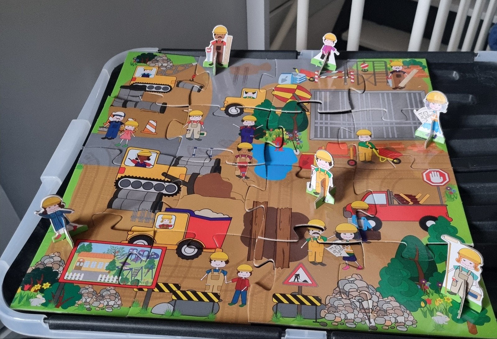 Mijn Bouwplaats Puzzel met Houten Voertuigen, Ophalen of Verzenden