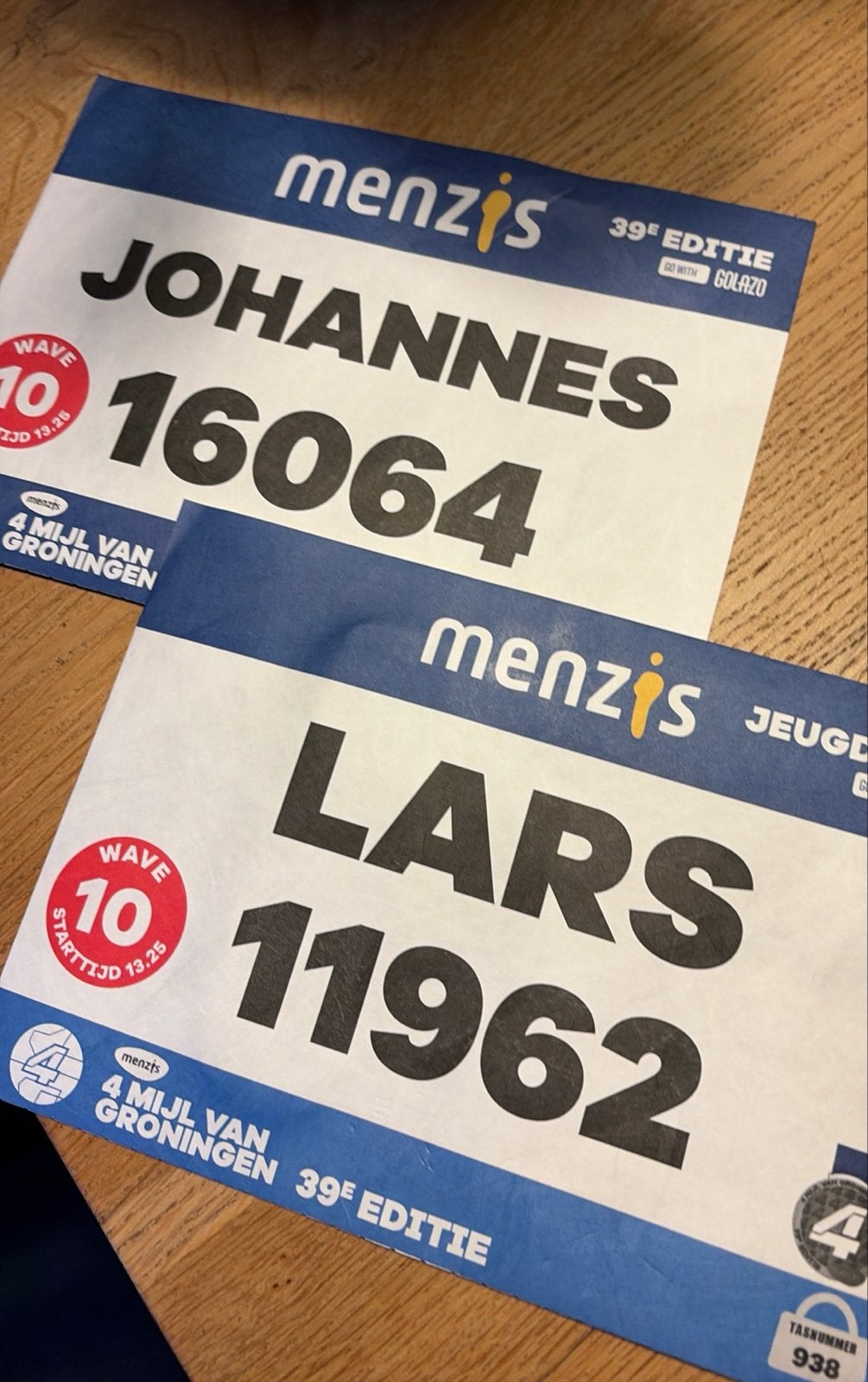 Twee startbewijzen 4mijl Volw+Jeugdloop