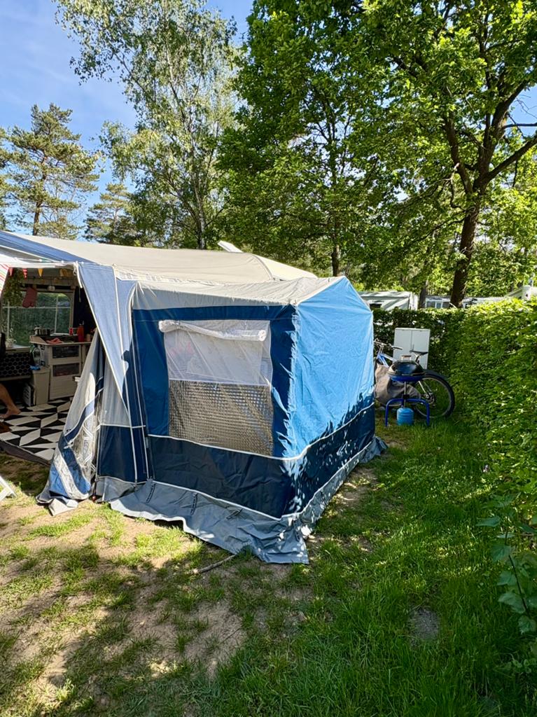 Caravan voortent uitbouw blauw/grijs, Ophalen of Verzenden, Gebruikt