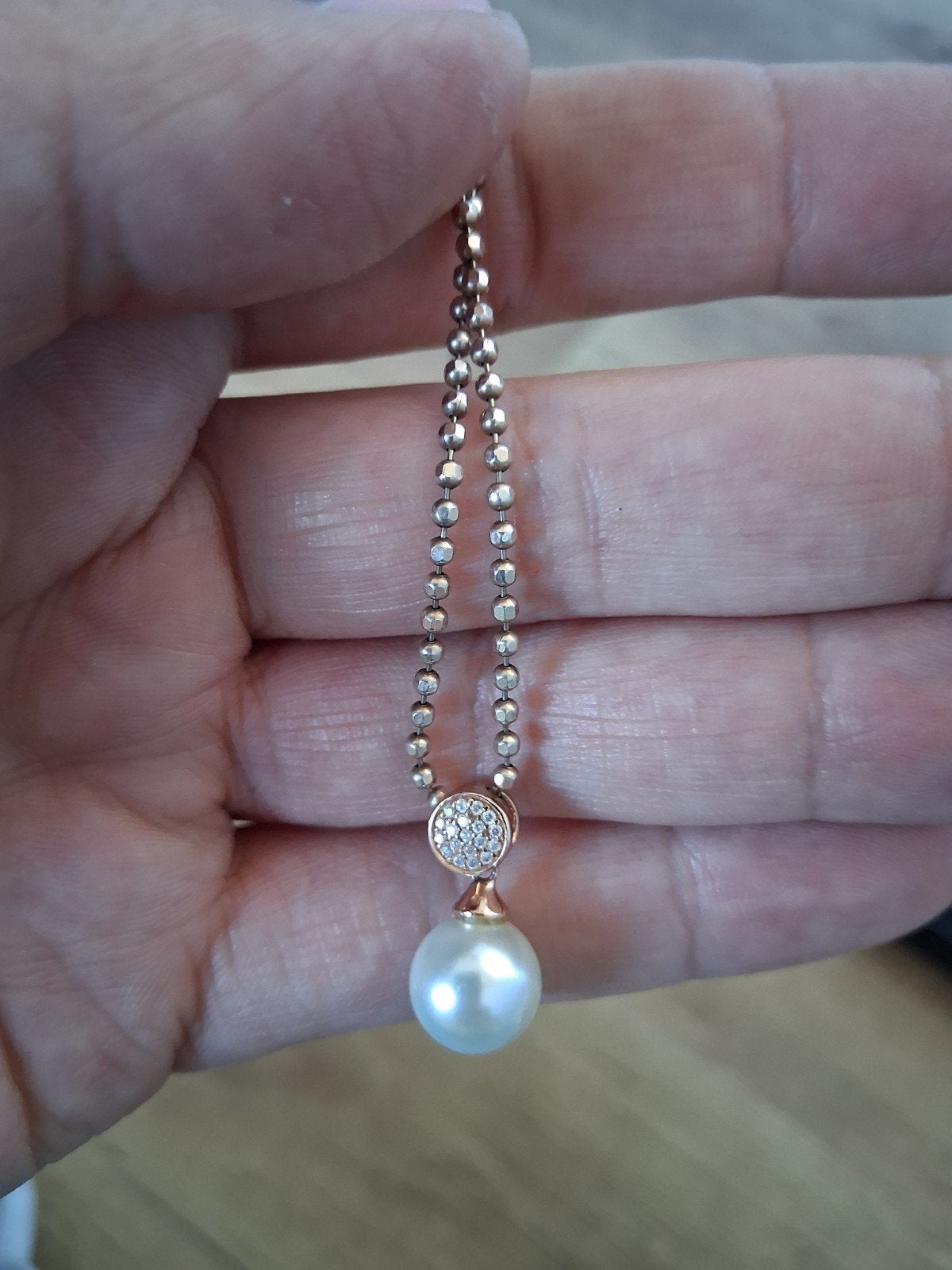 Foto 2 van Zinzi Parel Ketting met Hanger en Zirkonia