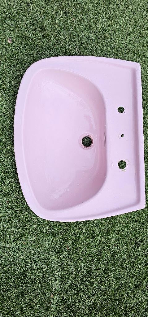 Vintage wastafel roze 60 breed, Doe-het-zelf en Verbouw, Sanitair, Ophalen, Zo goed als nieuw, Steen, Wastafel