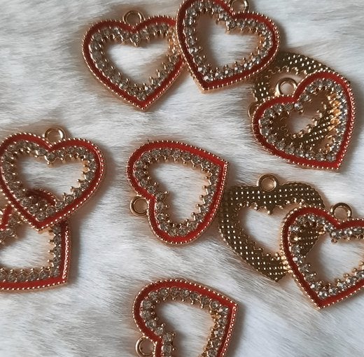 Bedels hartjes hangers diamantjes hart heart charms strass, Overige merken, Overige materialen, Verzenden, Nieuw