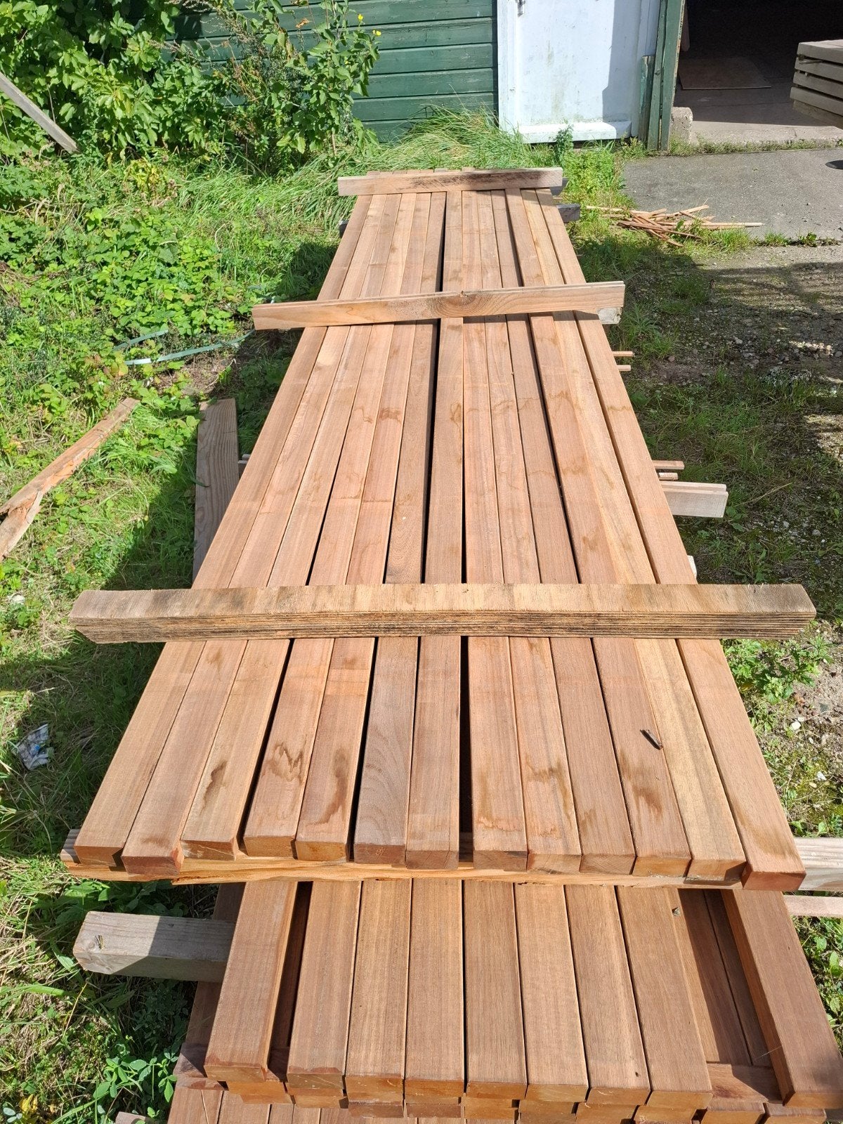 13 st hardhout regels balken 395 cm bezorgen mogelijk, Ophalen, Nieuw, Hardhout, 250 cm of meer