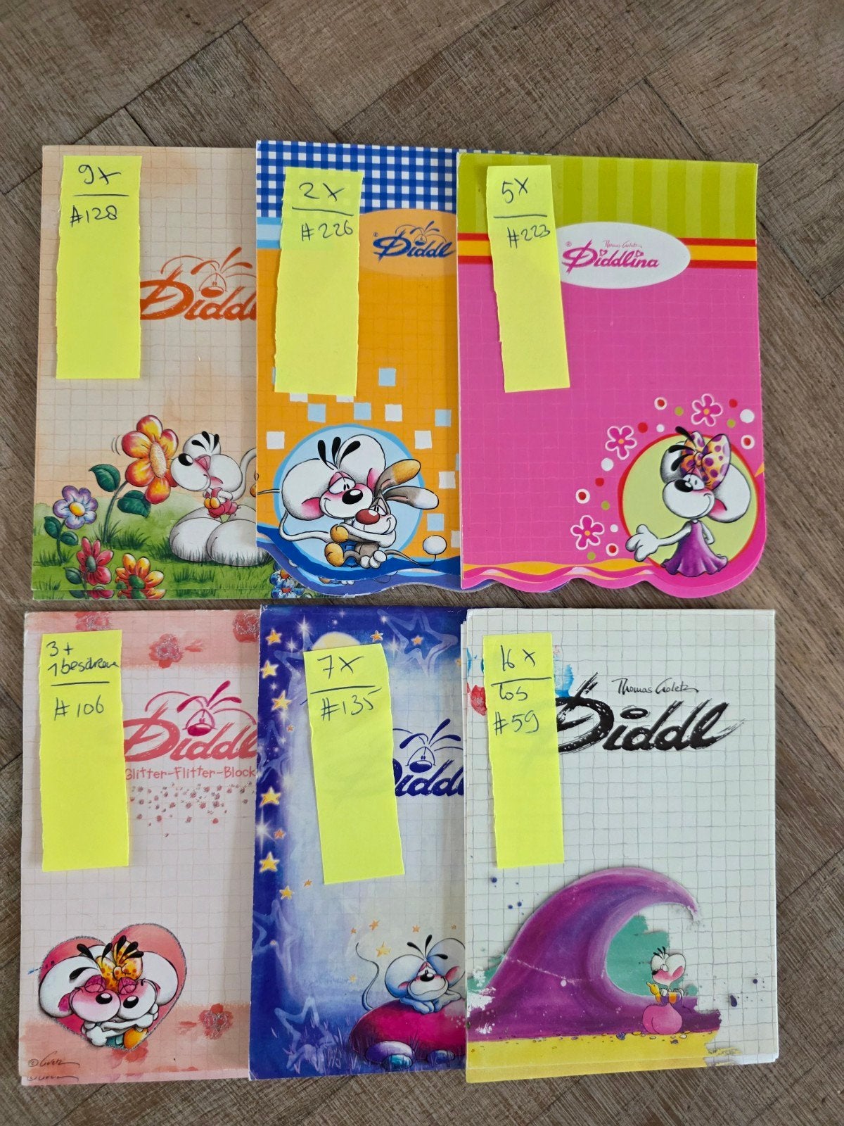 6 diddl blokjes a6, Ophalen of Verzenden, Diddl, Gebruikt, Papier, Kaart of Schrift