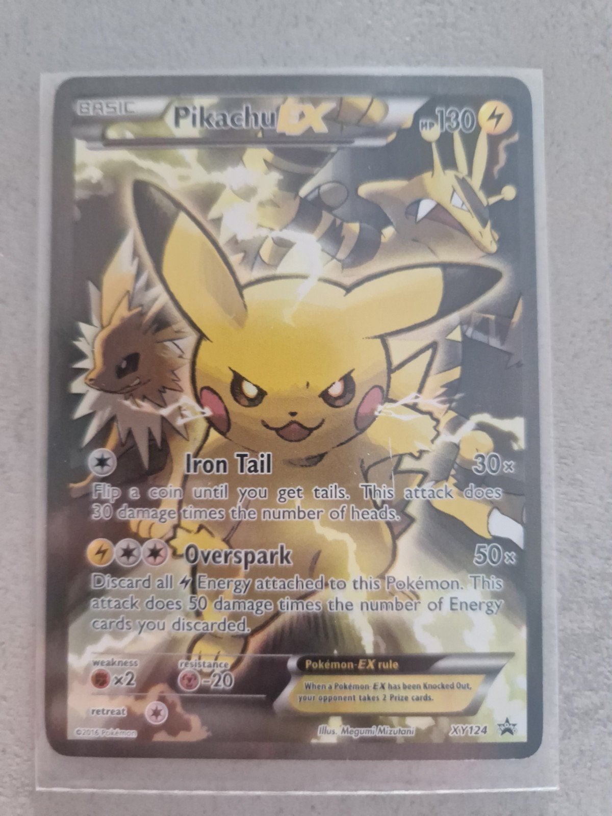 Pikachu EX XY124 Pokémon Kaart - Full Art Promo, Ophalen of Verzenden, Zo goed als nieuw, Losse kaart, Foil