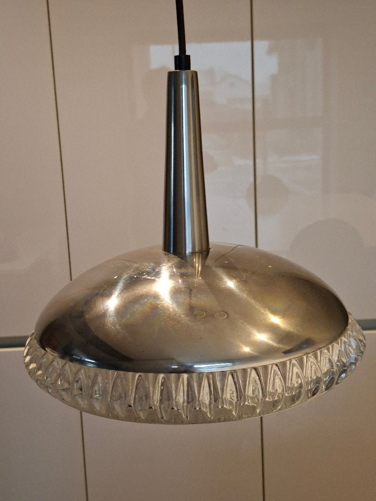 Vintage Space Age Hanglamp - Deens Design Jaren '50, Gebruikt, Vintage, Space Age, Scandinavisch, Deens Design, Glas, E27 (groot)