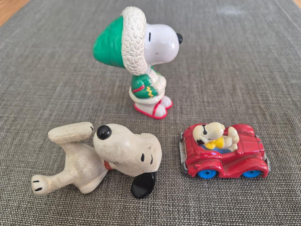 3 oude figuurtjes Snoopy, Ophalen of Verzenden, Snoopy, Gebruikt, Beeldje of Figuurtje
