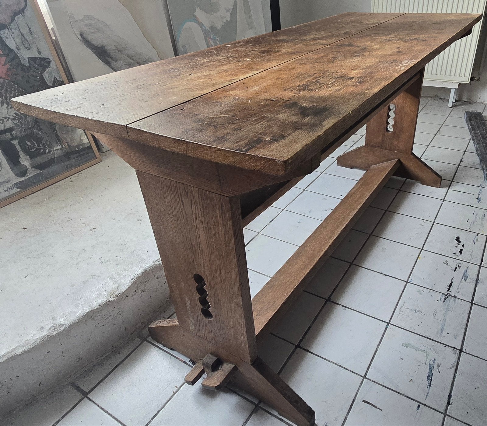 mooie eiken kloostertafel, Antiek en Kunst, Ophalen