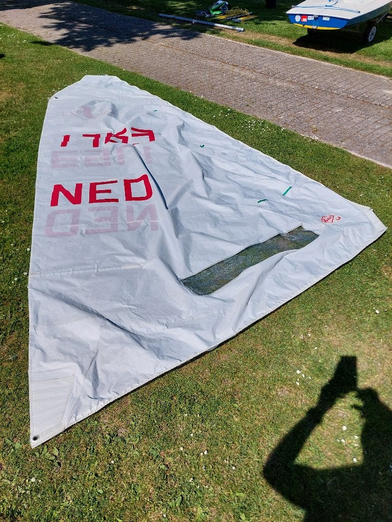 Flash zeil met bijbehorende giek, Watersport en Boten, Ophalen, Gebruikt, Grootzeil, Minder dan 15 m²