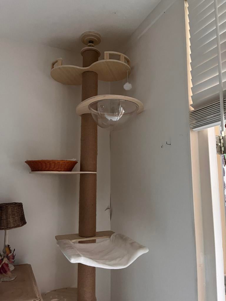 Krabpaal voor katten van grond tm plafond, Ophalen, Zo goed als nieuw, Krabpaal