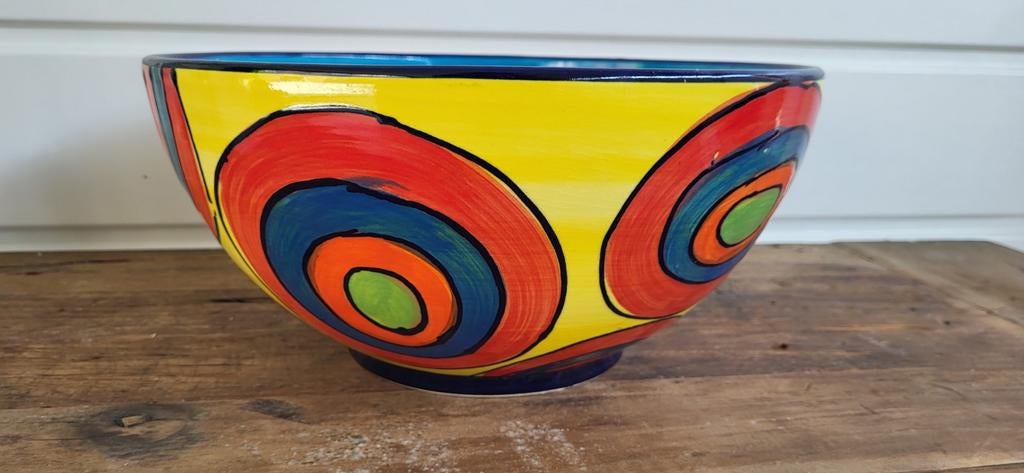 Mooie fleurige schaal, Ophalen, Zo goed als nieuw, Rond, Glas