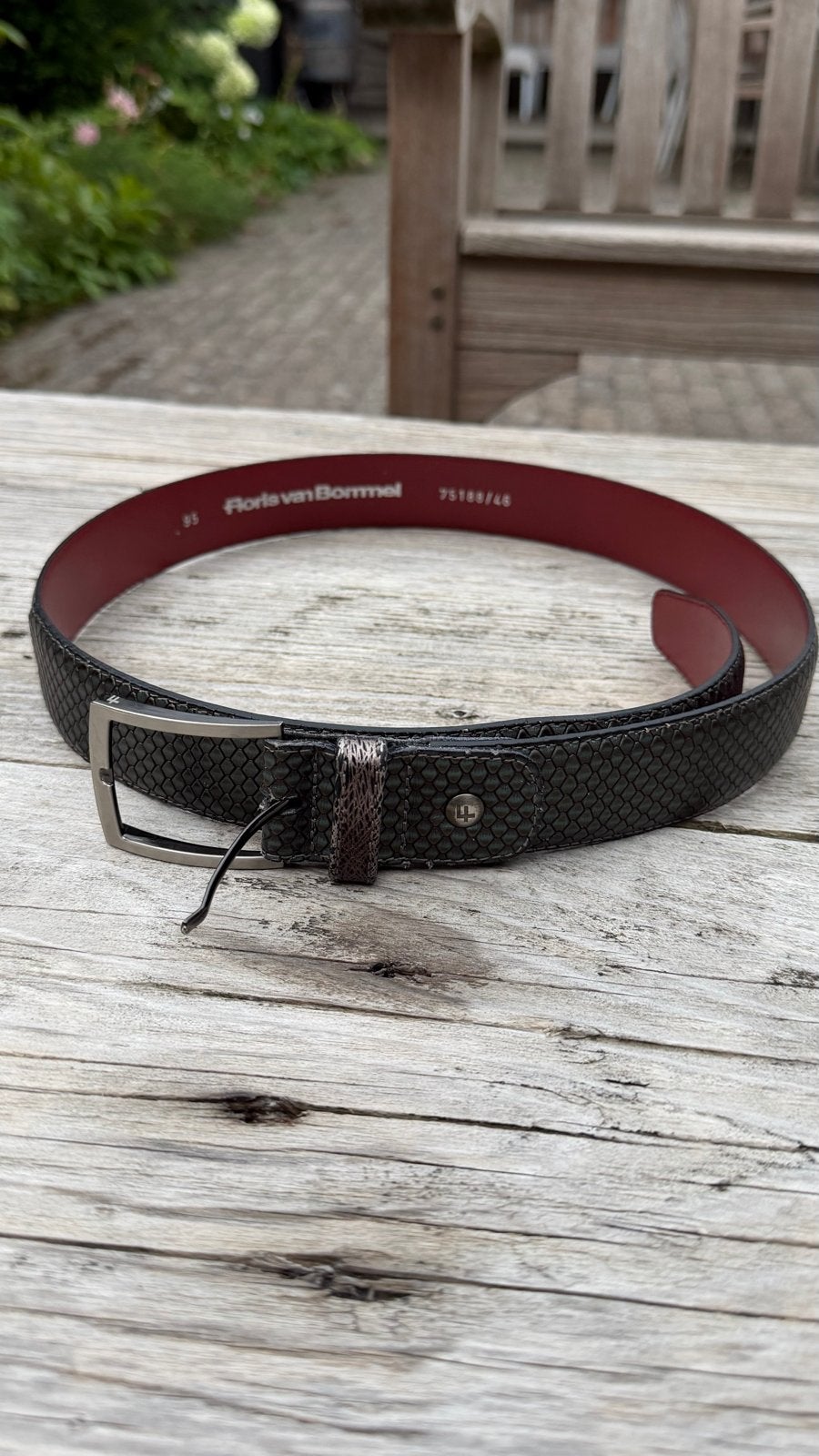 Floris van Bommel riem Groen/Grijs - Maat 95, Ophalen, 95 tot 105 cm, Overige kleuren, Echt leder