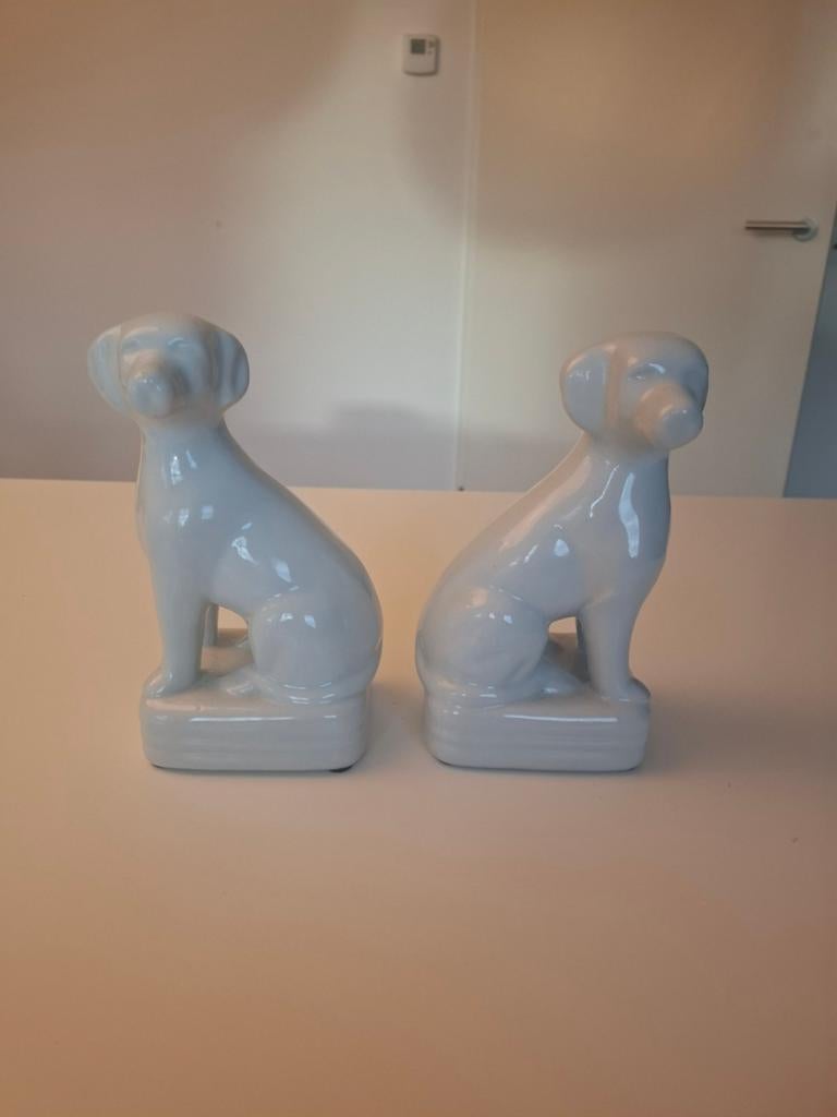 Beeldjes vintage hond aardewerk wit beeld, Ophalen of Verzenden, Zo goed als nieuw