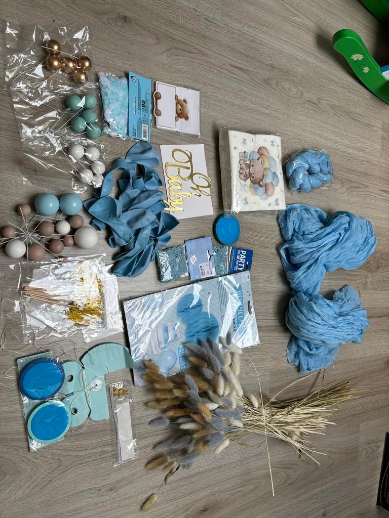 Baby Shower Decoratiepakket Blauw - Jongen Feestartikelen, Ophalen of Verzenden, Nieuw, Feestartikel, Geboorte of Huwelijk
