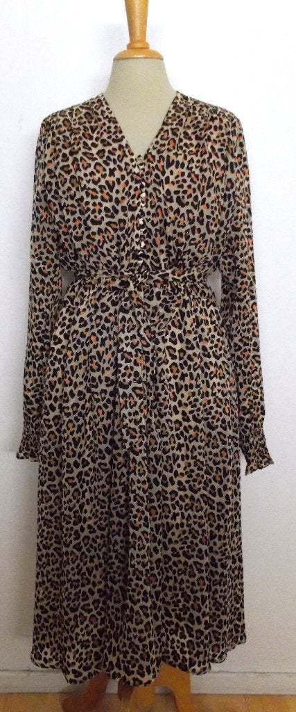 Panter print maxi jurk van dure merk Birgitte Herskind! L, Bruin, Verzenden, Maat 42/44 (L), Zo goed als nieuw